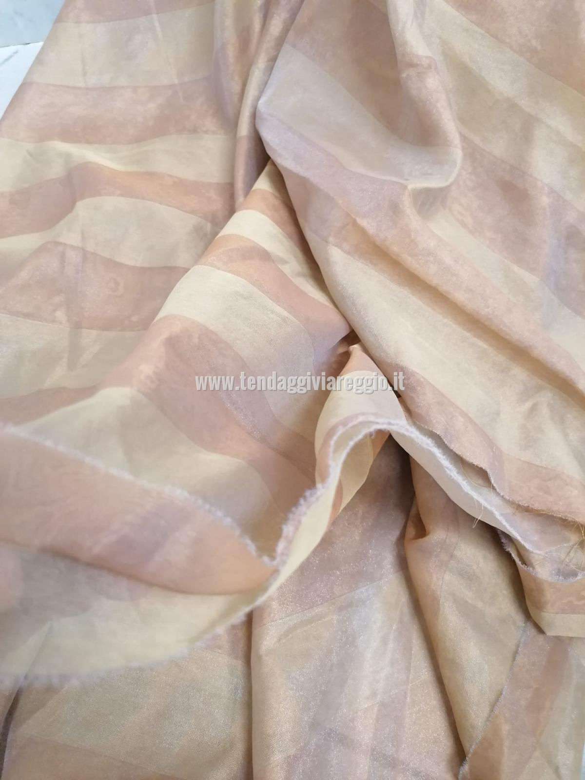 Tenda ORGANZA FASCIATA TUBICA color terra di Siena cm 330