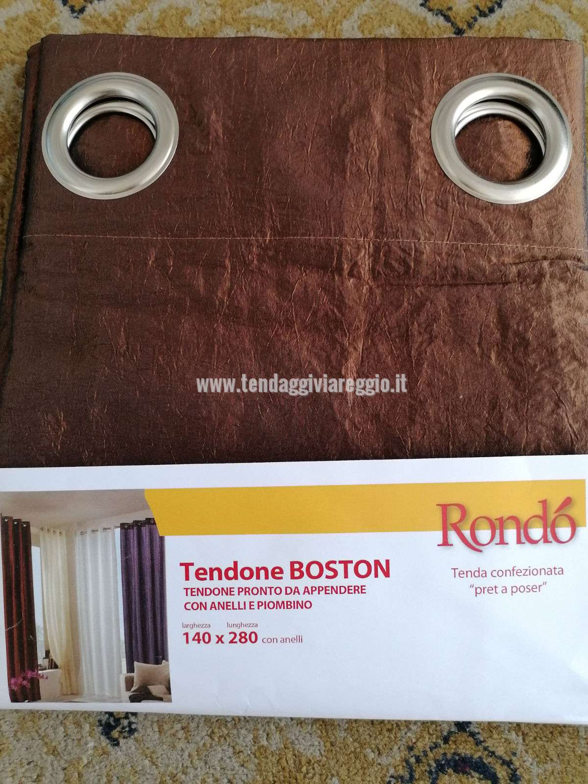 Tendone BOSTON già pronto da appendere in taffetas stropicciato