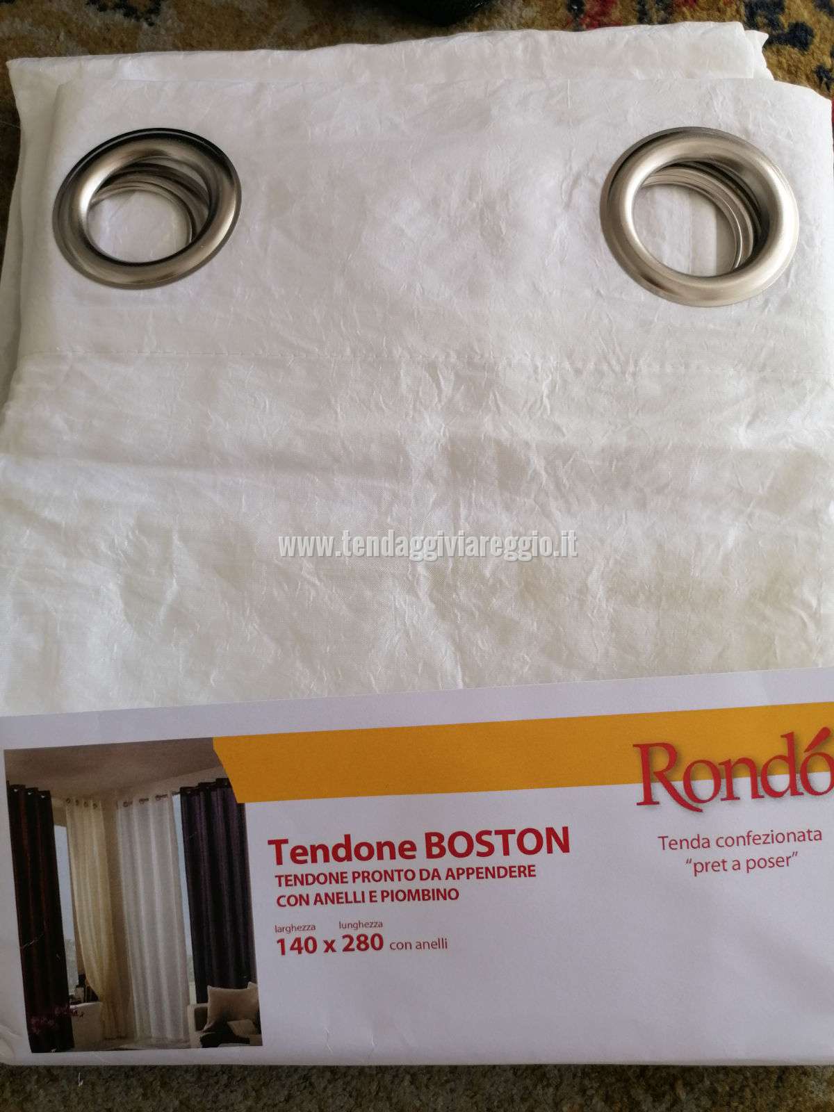 Tendone BOSTON già pronto da appendere in taffetas stropicciato