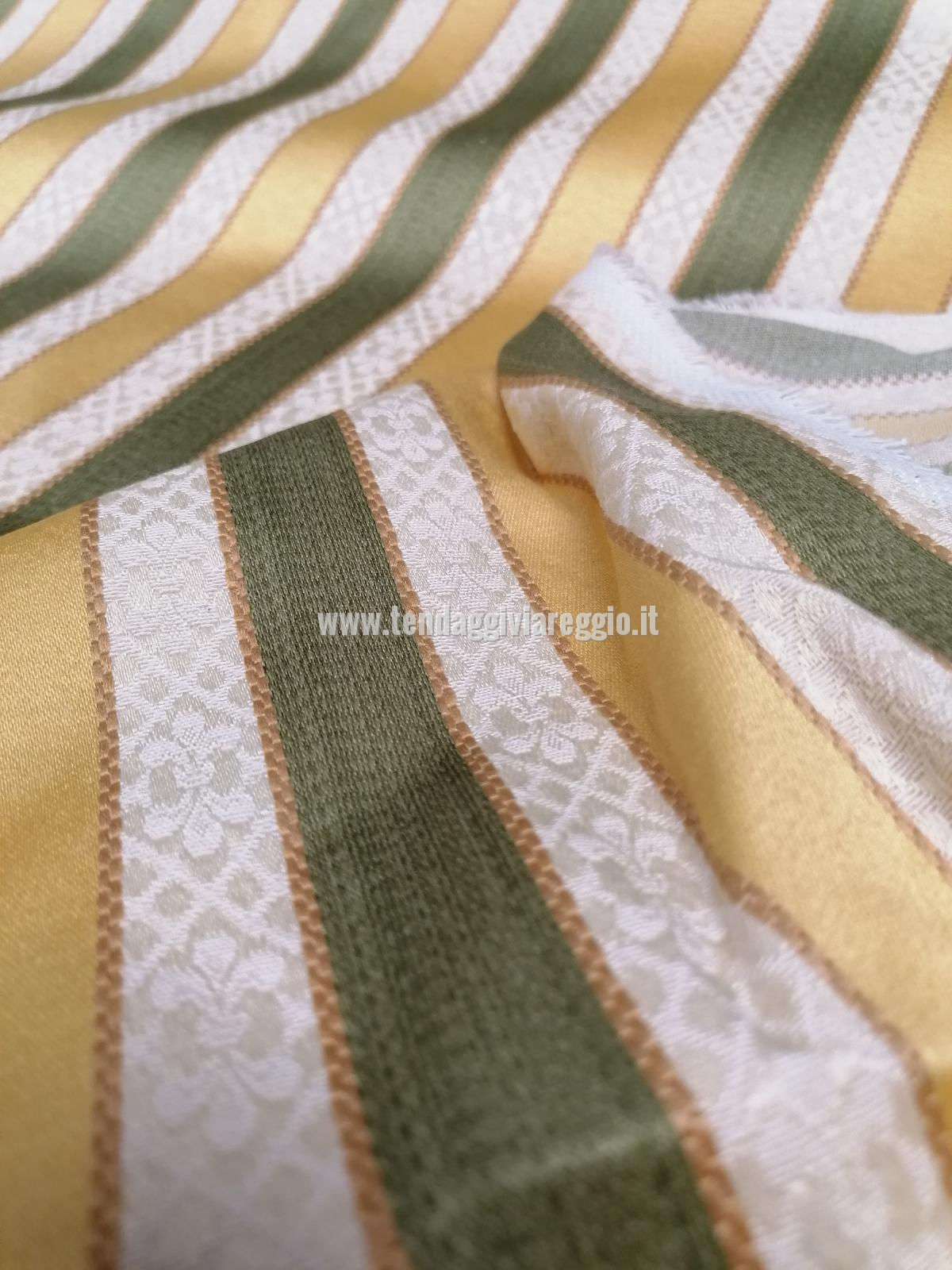 Tessuto tappezzeria RIGATO MISTO color VERDE-ORO cm 280